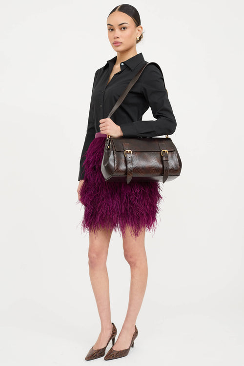 Dries Van Noten Leather Embossed Satchel Bag