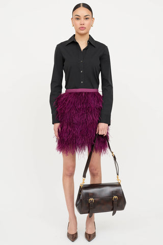 Dries Van Noten Leather Embossed Satchel Bag