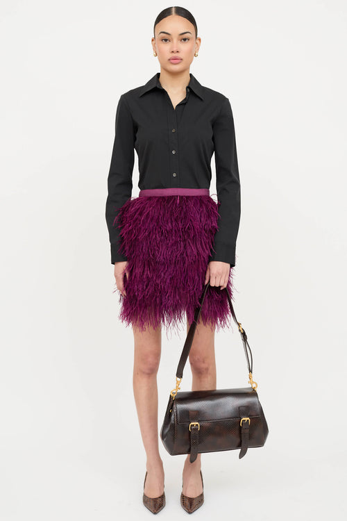 Dries Van Noten Leather Embossed Satchel Bag