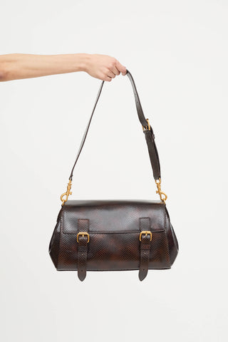 Dries Van Noten Leather Embossed Satchel Bag