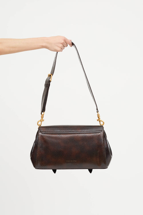 Dries Van Noten Leather Embossed Satchel Bag