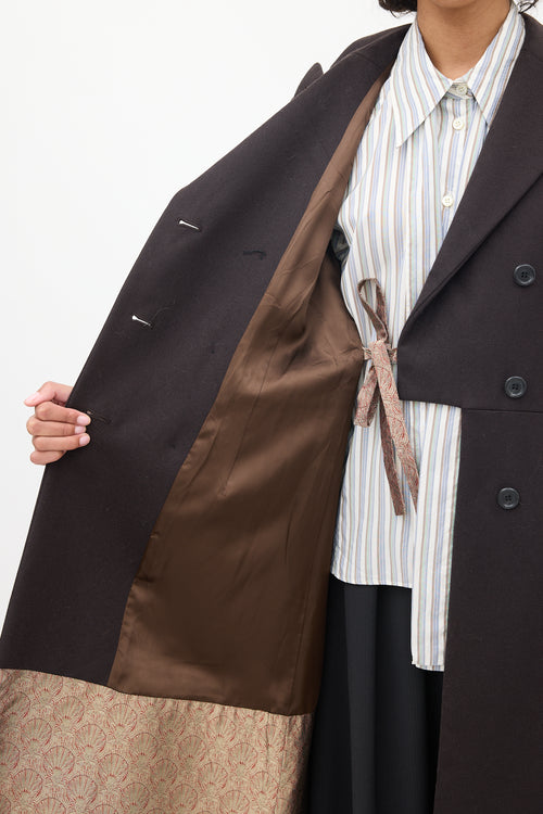 Dries Van Noten Brown Wool Double Breasted Coat