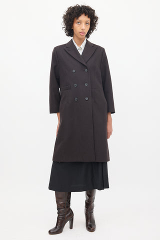 Dries Van Noten Brown Wool Double Breasted Coat