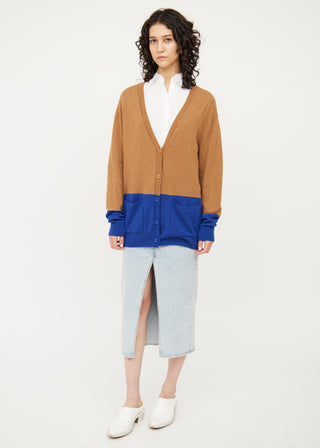 Dries Van Noten Brown & Blue Button Long Sleeve Cardigan