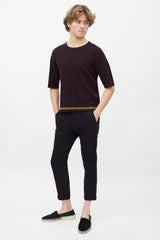 Dries Van Noten Burgundy & Blue Wool Pants