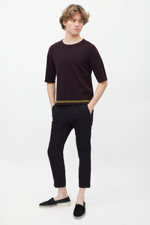 Dries Van Noten Burgundy & Blue Wool Pants