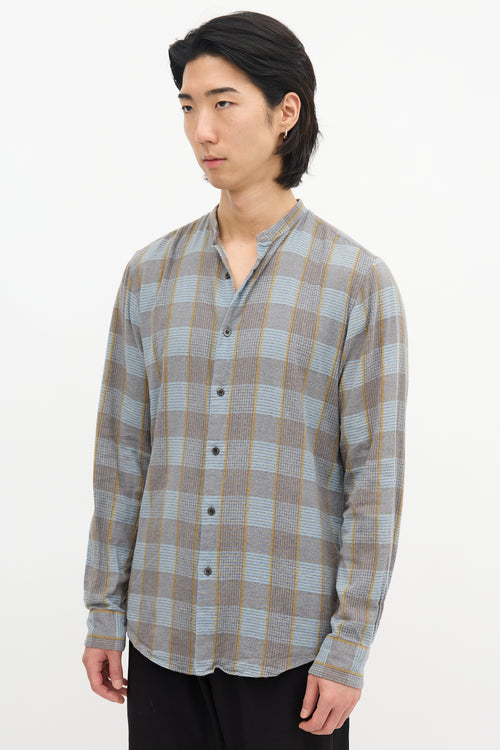 Dries Van Noten Collarless Glen Check Shirt