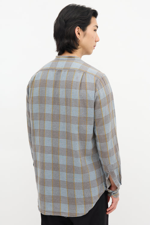 Dries Van Noten Collarless Glen Check Shirt