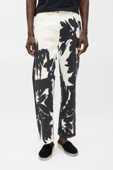 Dries Van Noten Cream & Black Watercolour Jeans
