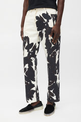 Dries Van Noten Cream & Black Watercolour Jeans