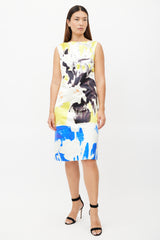 Dries Van Noten Cream & Multicolour Abstract Silk Dress
