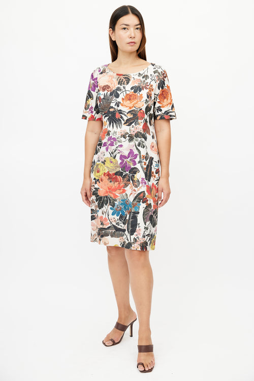 Dries Van Noten Cream & Multicolour Floral Dress