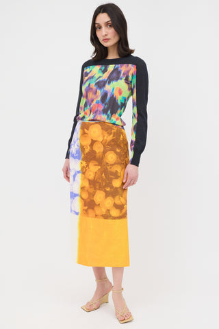 Dries Van Noten Dip Dyed Floral Skirt