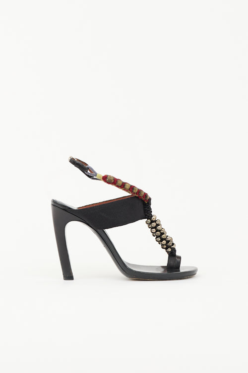 Dries Van Noten Leather Beaded T-Strap Sandal