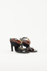 Dries Van Noten Leather Beaded T-Strap Sandal