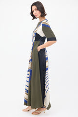 Dries Van Noten FW 2012 Green & Multi Silk Printed Panelled Dress