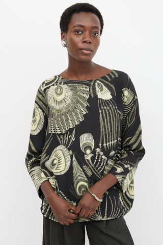 Dries Van Noten Feather Printed Top