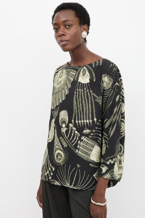 Dries Van Noten Feather Printed Top