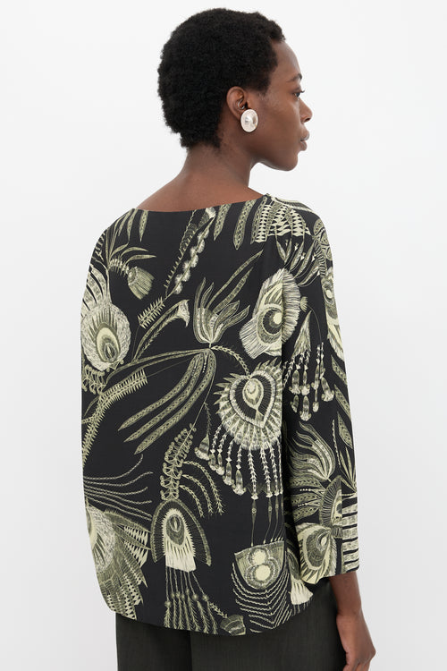 Dries Van Noten Feather Printed Top