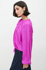 Dries Van Noten Fuchsia Silk & Cotton Puffed Top