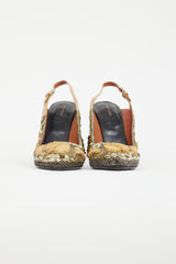 Dries Van Noten Gold & Black Embroidered Slingback Heel