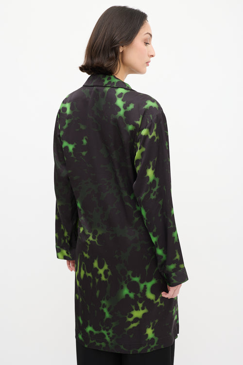 Dries Van Noten Green & Black Satin Dyed Duster Coat