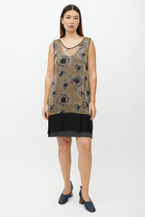 Dries Van Noten Green & Pink Rose Layer Dress