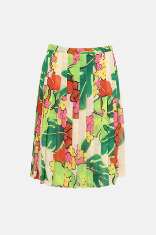 Dries Van Noten Floral Pleated Skirt