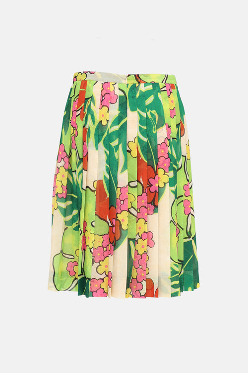 Dries Van Noten Floral Pleated Skirt
