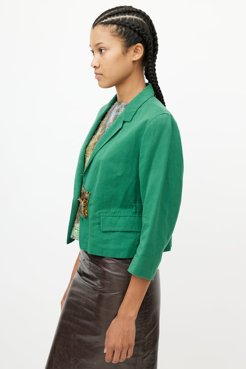 Dries Van Noten Green & Multicolour Beaded Blazer