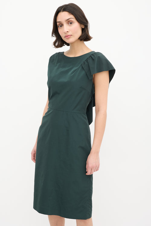 Dries Van Noten Green Nylon & Cotton Ruffle Dress