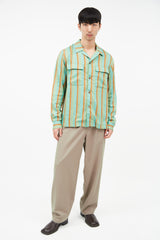 Dries Van Noten Green & Orange Striped Shirt