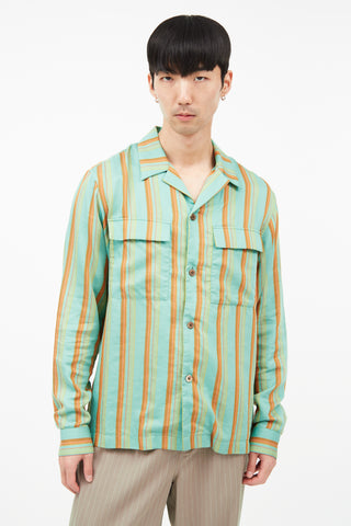 Dries Van Noten Green & Orange Striped Shirt