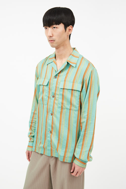 Dries Van Noten Green & Orange Striped Shirt