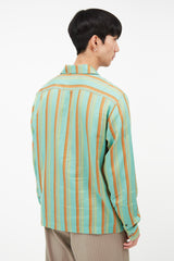 Dries Van Noten Green & Orange Striped Shirt