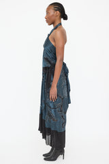 Dries Van Noten Silk Embroidered Halter Dress