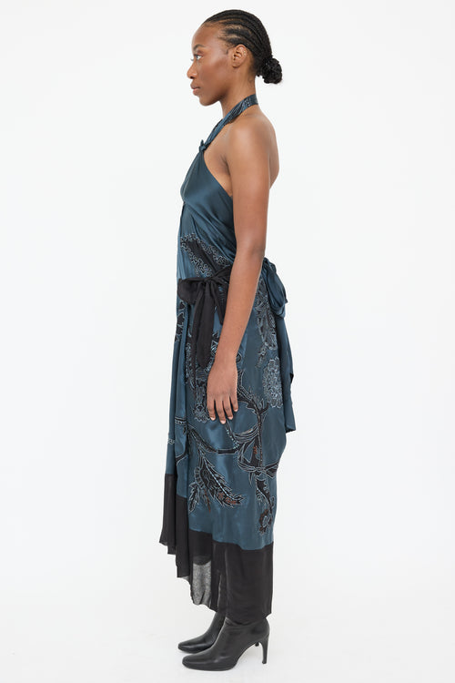 Dries Van Noten Silk Embroidered Halter Dress