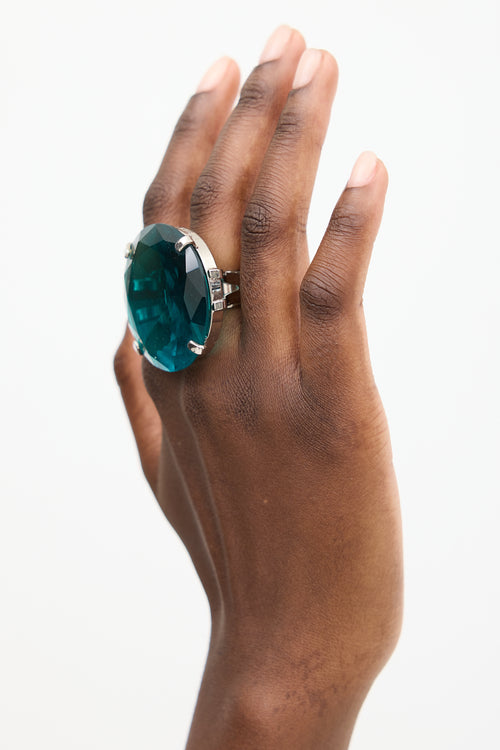 Dries Van Noten Green & Silver Circular Jewel Ring