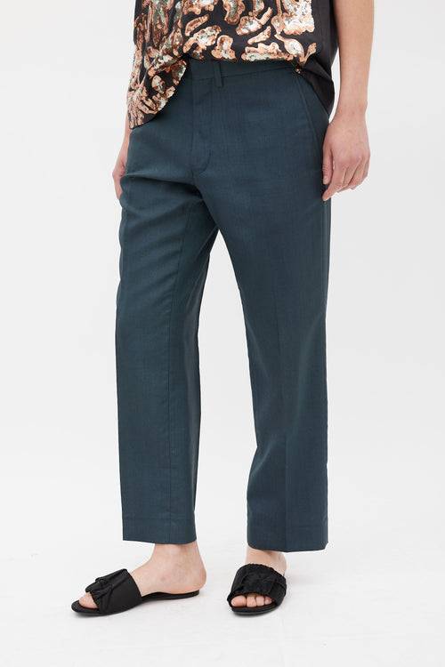 Dries Van Noten Green Wool Silk & Mohair Suit