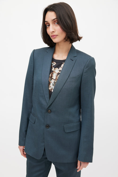 Dries Van Noten Green Wool Silk & Mohair Suit