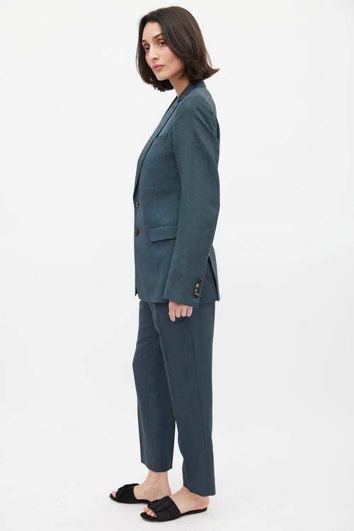 Dries Van Noten Green Wool Silk & Mohair Suit