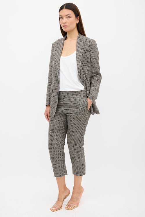 Dries Van Noten Grey & Black Jacquard Pant Suit