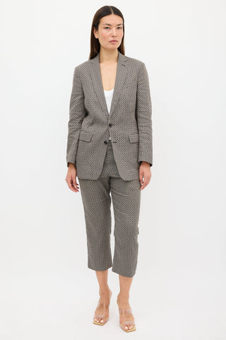 Dries Van Noten Grey & Black Jacquard Pant Suit