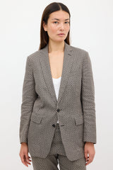 Dries Van Noten Grey & Black Jacquard Pant Suit