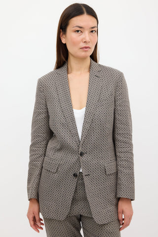 Dries Van Noten Grey & Black Jacquard Pant Suit