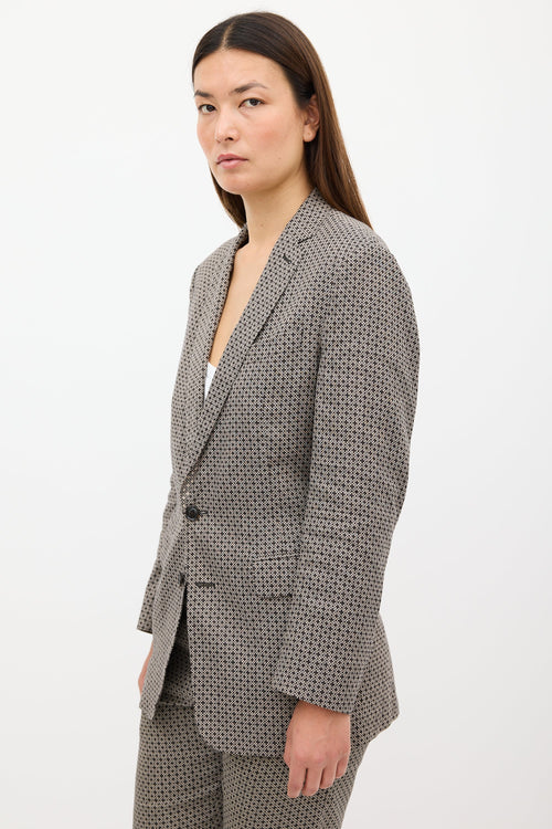 Dries Van Noten Grey & Black Jacquard Pant Suit