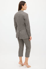 Dries Van Noten Grey & Black Jacquard Pant Suit