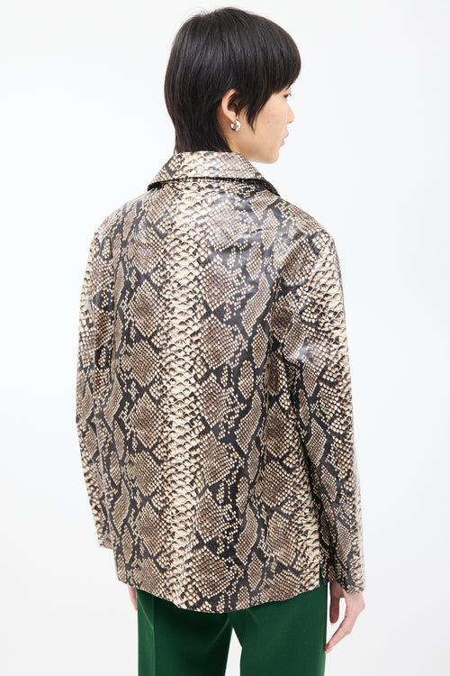 Dries Van Noten Grey & Cream Coated Cotton Printed Jacket