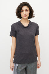 Dries Van Noten Grey Gathered T-Shirt