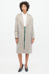 Dries Van Noten Grey & Gold Geometric Jacquard Coat